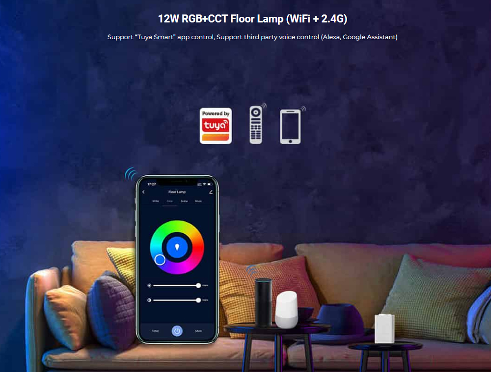 WL-FL5B 12W WiFi and 2.4G RGB+CCT LED Floor Lamp